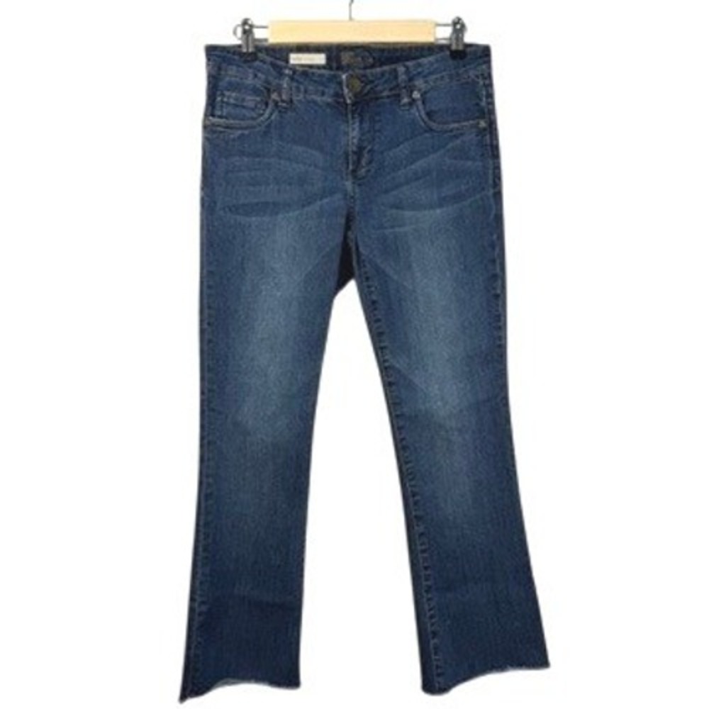 Kut from the Kloth Farrah Baby Bootcut Blue Jeans Raw Hem KP697ME7N Womens Sz 6